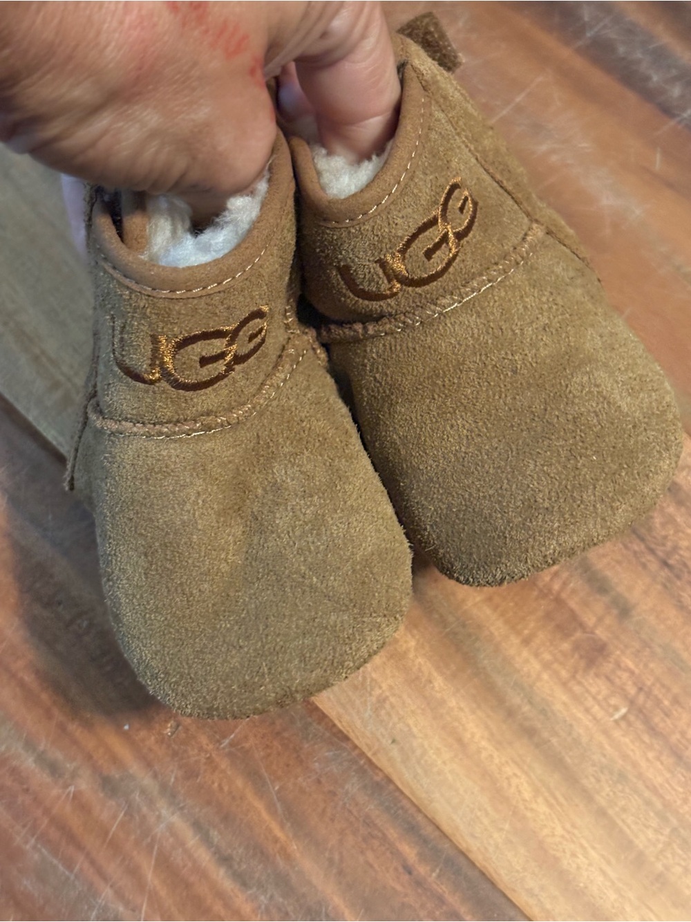 UGG Bixbee Baby Booties Chestnut Suede Crib Shoes Size 0/1 Infant (s4)